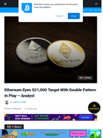 Ethereum Eyes $21,000 Target With Double Pattern In Play – Analyst
