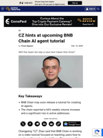 CZ hints at upcoming BNB Chain AI agent tutorial
