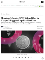 Morning Minute: $19B Wiped Out in Crypto's Biggest Liquidation Ever - Decrypt