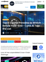 Top 5 Crypto Presales to Watch Before Year-End – Lyno AI Tops the List | Live Bitcoin News