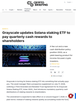 Grayscale updates Solana staking ETF to pay quarterly cash rewards to shareholders