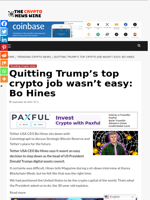 Quitting Trump’s top crypto job wasn’t easy: Bo Hines - The Crypto News Wire