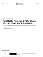 Fed Holds Rates at 3.75%-4% as Bitcoin Gives Back Brief Gain | The Defiant