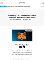 ConsenSys CEO Joseph Lubin Teases Imminent MetaMask Token Launch