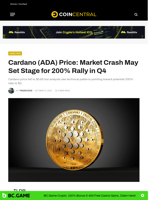 Cardano (ADA) Price: Market Crash May Set Stage for 200% Rally in Q4 - CoinCentral