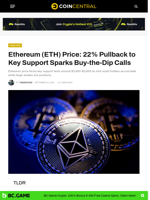 Ethereum (ETH) Price: 22% Pullback to Key Support Sparks Buy-the-Dip Calls - CoinCentral