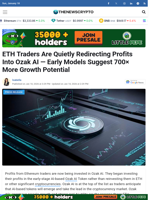 ETH Traders Are Quietly Redirecting Profits Into Ozak AI — Early Models Suggest 700× More Growth Potential