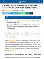 Canary Capital Files for US Spot PEPE ETF as Meme Coin Push Reaches SEC - Crypto News Flash