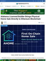 Alabama Licensed Builder Brings Physical Home Sale Directly to Ethereum Blockchain