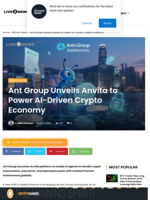 Ant Group Unveils Anvita to Power AI-Driven Crypto Economy | Live Bitcoin News