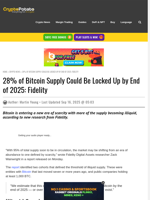 28% of Bitcoin Supply Could Be Locked Up by End of 2025: Fidelity 
