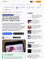UK FCA Flags Crypto Sponsorship Risks for Premier League Clubs
