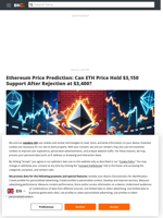 Ethereum Price Prediction: Can ETH Price Hold $3,150 Support After Rejection at $3,400? - Brave New Coin