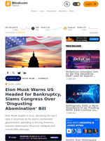 Elon Musk Warns US Headed for Bankruptcy, Slams Congress Over ‘Disgusting Abomination’ Bill – Economics Bitcoin News