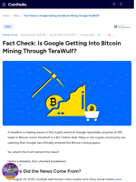 Fact Check: Is Google Getting Into Bitcoin Mining Through TeraWulf?