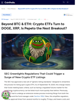 Beyond BTC & ETH: Crypto ETFs Turn to DOGE, XRP, Is Pepeto the Next Breakout?