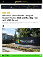 Microsoft (MSFT) Stock: Morgan Stanley Names Tech Giant as Top Pick with $625 Target - CoinCentral