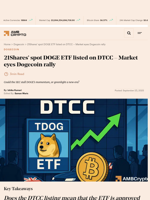 21Shares’ spot DOGE ETF listed on DTCC - Market eyes Dogecoin rally - AMBCrypto