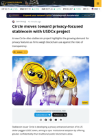 Circle Develops Privacy-Focused USDCx With Aleo