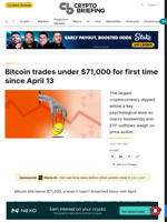 Bitcoin trades under $71,000 for first time since April 13