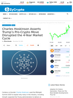 Charles Hoskinson Asserts Trump’s Pro-Crypto Move Disrupted the 4-Year Market Cycle ⋆ ZyCrypto