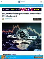 $122,000 And Climbing: Bitcoin Sets New Record As ETFs Drive Demand