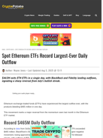 Spot Ethereum ETFs Record Largest-Ever Daily Outflow