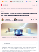 Tokenized US Treasuries Near $14Bn: Blackrock Crypto Lead Growth