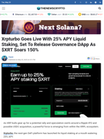 Xrpturbo Goes Live With 25% APY Liquid Staking, Set To Release Governance DApp As $XRT Soars 150% 