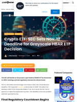 Crypto ETF: SEC Sets Nov. 12 Deadline for Grayscale HBAR ETF Decision | Live Bitcoin News