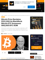 Bitcoin Price Reclaims $122,000 As BlackRock Bitcoin ETF Surpasses 800,000 BTC AUM