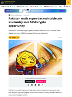 Pakistan Mulls Rupee-Backed Stablecoin as Experts Warn of $25B Loss