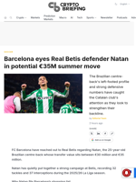 Barcelona eyes Real Betis defender Natan in potential €35M summer move