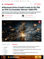 ETH Could Drop to $2,750 after 1,500 ETH Move by Co‑Founder