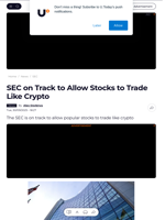 SEC on Track to Allow Stocks to Trade Like Crypto - U.Today