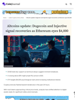 Altcoins update: Dogecoin and Injective signal recoveries as Ethereum eyes $4,000 - CoinJournal