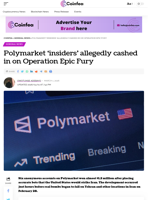 Polymarket ‘insiders’ allegedly cashed in on Operation Epic Fury - Coinfea