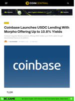 Coinbase Launches USDC With Morpho Offering Up to 10.8%