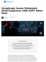 SynapLogic Statement Amid Suspicious 144k $SPY Token Hack