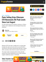 Panic Selling Grips Ethereum: ETH Movements Hit Peak Levels Since Last August