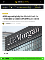 JPMorgan Highlights Global Push for Tokenized Deposits Over Stablecoins