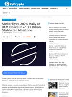 Stellar Eyes 200% Rally as XLM Closes In on $1 Billion Stablecoin Milestone ⋆ ZyCrypto