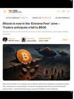 Bitcoin is now in the 'Extreme Fear' zone - Traders anticipate a fall to $50K - AMBCrypto