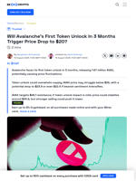 Will Avalanche’s Price Drop to $20 After $42 Million Token Unlock?