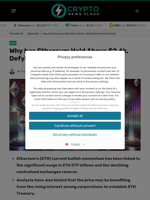 Why has Ethereum Held Above $2.6k, Defying the Market Dump?