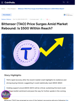 Bittensor (TAO) Price Surges Amid Market Rebound: Is $500 Within Reach?