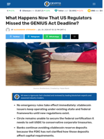 What Happens Now That US Regulators Missed the GENIUS Act Deadline? - Crypto News Flash
