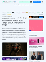 Bitcoin Price Watch: Bulls Target $100K After Breakout Surge – Markets and Prices Bitcoin News
