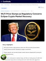 WLFI Price Slumps as Regulatory Concerns Eclipse Crypto Market Recovery