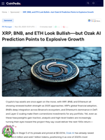XRP, BNB, and ETH Look Bullish—but Ozak AI Prediction Points to Explosive Growth